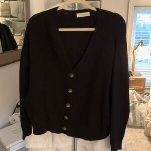 ALEXANDER LAURENT Classic Black Button-Up Cardigan